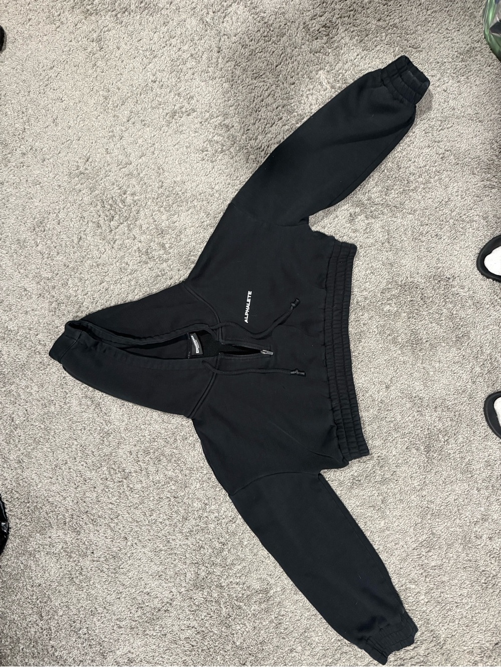 Alphalete Black Cropped Zip Hoodie
